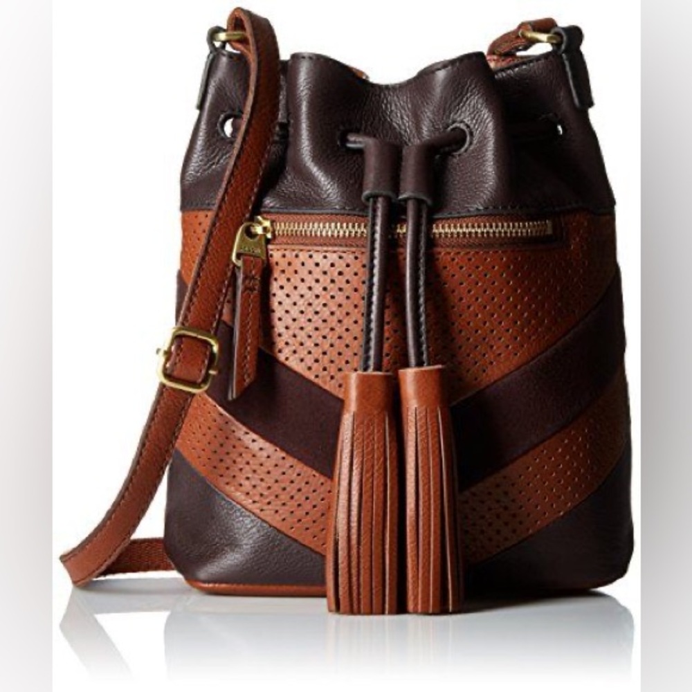 Fossil Jules Mini Drawstring Leather Satchel Purs… - image 1